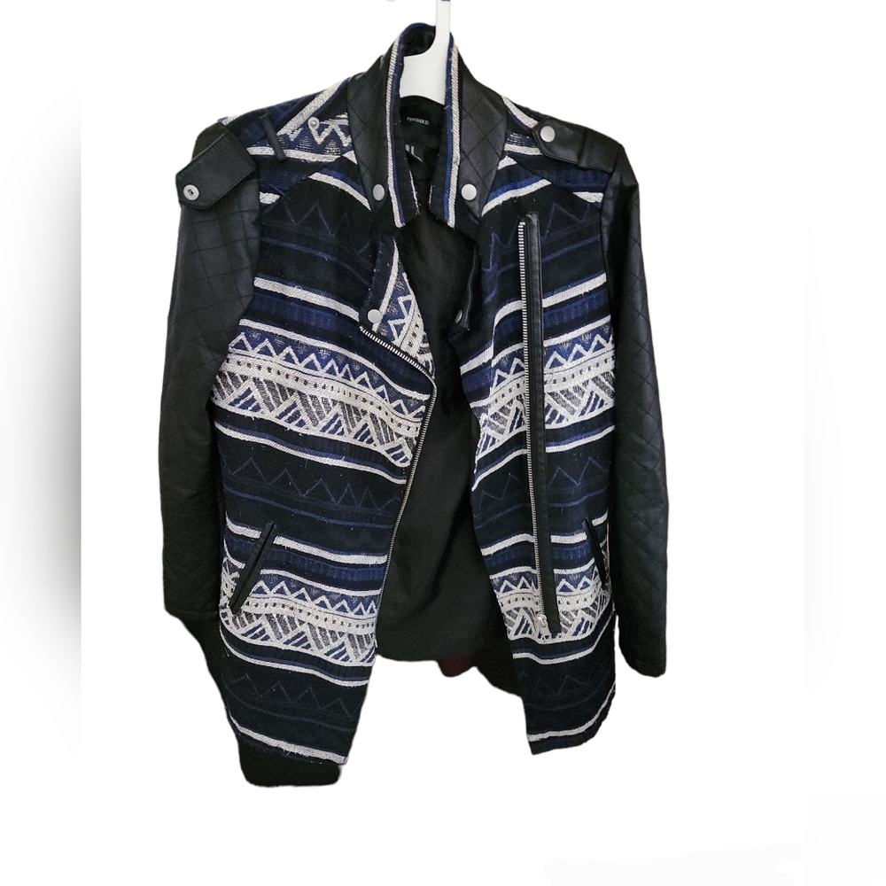 Forever 21 Faux Leather Aztec Moto Jacket Size M